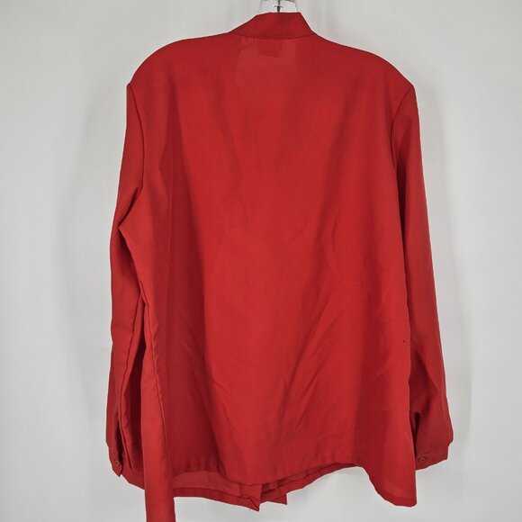 Vintage Sears Fashion Place Shirt Womens 38 Red Long Sleeve Blouse 70s Secretary - Picture 6 of 10
